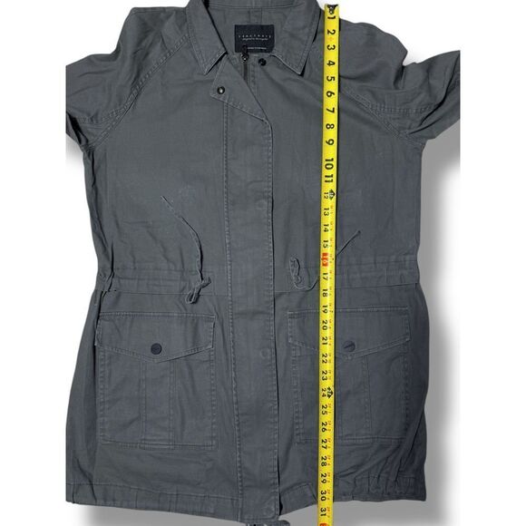 Sanctuary Gray/green Utility Military Style Jacket Drawstring Waist Zip Coat Med - Picture 11 of 13